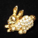 Easter bunny rabbit Avon 1993 rhinestones tie tac pin Vintage