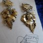 Lynn Ray Jewel Ray's pin necklace brooch earrings pierced brass Grape leaves