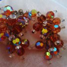 Vintage earrings cluster dangle AB root beer tan color hugs ears