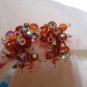 Vintage earrings cluster dangle AB root beer tan color hugs ears