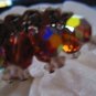 Vintage earrings cluster dangle AB root beer tan color hugs ears