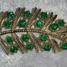 Feather leaf Green Rhinestone vintage pin brooch st patricks day Timeless
