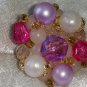 Signed Germany earrings clip on Pink Purple white stones different collectable