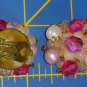 Signed Germany earrings clip on Pink Purple white stones different collectable