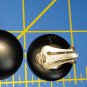 Button black earrings clip on silver tone vintage signed Austria glass