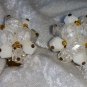 Vintage earrings cluster button gold tone milk glass and &acirc;��ice&acirc;�� crystals
