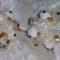 Vintage earrings cluster button gold tone milk glass and &acirc;��ice&acirc;�� crystals