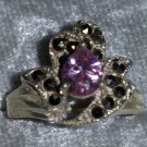Pink Ice & Marcasite Pls look at color chart silver ring size 6.5 vintage 80s