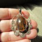 Vintage silver Signed Plata necklace brown stone