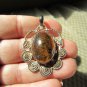 Vintage silver Signed Plata necklace brown stone