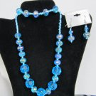 Turquoise blue crystal glass bead earrings necklace bracelet set stunning
