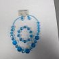 Turquoise blue crystal glass bead earrings necklace bracelet set stunning