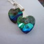 Aurora Borealis Crystal heart earrings pierced hook