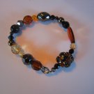black & tan amber stretch bracelet ball glass vintage nice shines