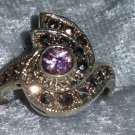 Vintage 9.25 Pink ice Marcasite Sterling silver ring  Downton Abbey size 7