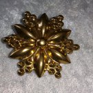Brass flower vintage pin brooch gold tone lovely different