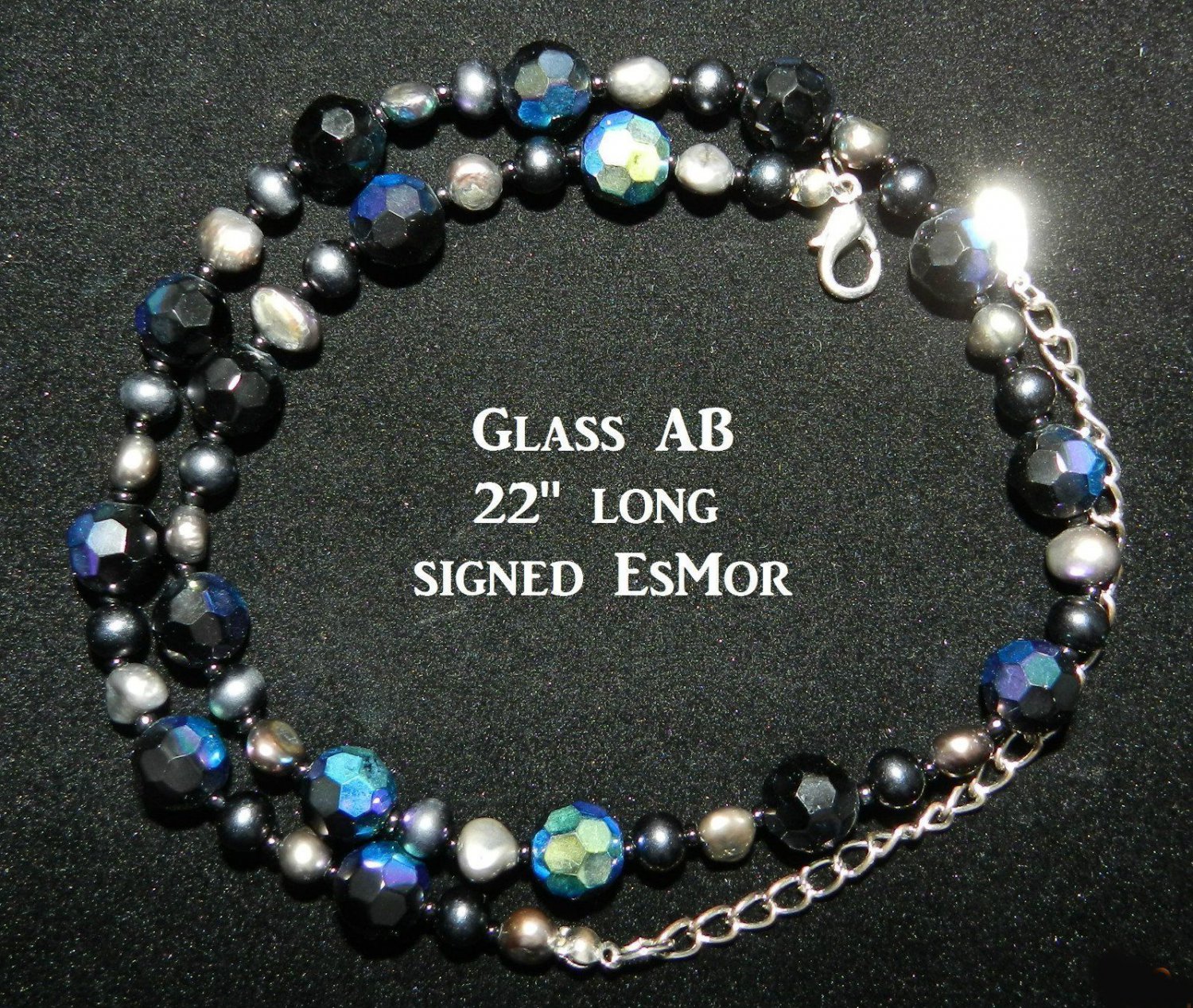 Vintage double s1990's EsMor signed crystal necklace 22"  Downton Abbey