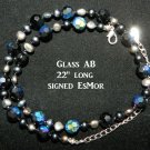 Vintage double s1990's EsMor signed crystal necklace 22"  Downton Abbey