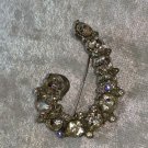 Vintage silver tone clear rhinestone J shape pin brooch different