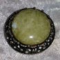 Vintage Medieval silver tone marble like brooch pin ornate