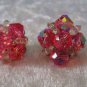 Vintage pink and white crystal Signed Laguna earrings gorgeous