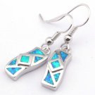 Silver Plated Blue Opal earrings new silver color dangle wire hooks  post
