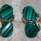 Lucite green earrings textures wavy cool vintage clip on chic different