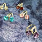 Earrings hoop Purple blue clear pink or red  CZ Solitaires silver