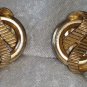 signed crown Trifari ribbon earrings elegant vintage gold tone timeless ribbed
