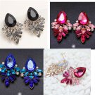 Earrings post plastic rhinestones black blue pink pretty night out