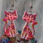 Cat earrings flowers 60s acryllic dangle pussy kitten cat lover