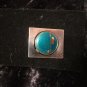 Silver tone pin brooch green enamel in the middle Downton-Abbey TT