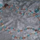 Vintage Pink blue clear crystal beads necklace baby shower 2 tier baby shower