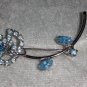 Flower pale ice blue very cute silver tone vintage pin brooch chic timeless