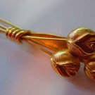 Vintage pin brooch signed Pastelli gold tone flowers roses bunch
