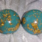 clear Lucite screwback earrings gold leaf button look like the world vintage MT