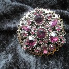 Purple passion gold tone vintage pin brooch rhinestones filigree different