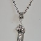 Yarn Skein Ball Crochet Knitting Dangle Charm neclace with chain crochet knit