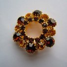 vintage gold tone amber & rust color rhinestones cluster wreath