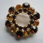 vintage gold tone amber & rust color rhinestones cluster wreath