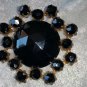 Bakelite black gold tone multi faucet pin brooch