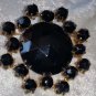 Bakelite black gold tone multi faucet pin brooch