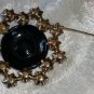 Bakelite black gold tone multi faucet pin brooch