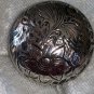 Button flower leaf etched silvertone clip on gorgeous vintage1 ½ inches round