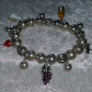 Charm bracelet cheese wine silver tone beads just too cute