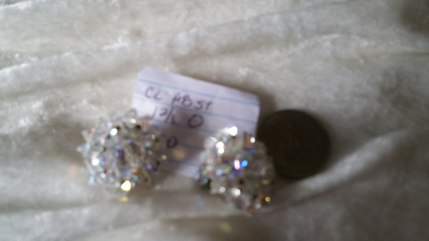 Vintage nice crystal earrings So Downton abbey clip on  lot 110 redo