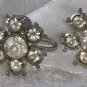 Signed early Nemo flower clear rhinestone earrings vintage petiete button