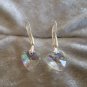 clear Aurora Borealis Crystal heart earringss hook Downton Abbey