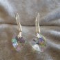 clear Aurora Borealis Crystal heart earringss hook Downton Abbey