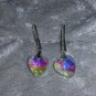 clear Aurora Borealis Crystal heart earringss hook Downton Abbey